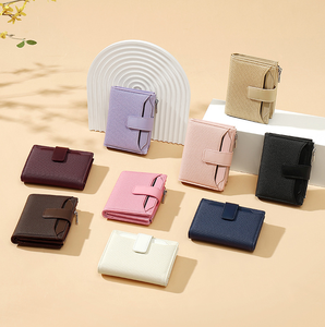 Cartera de Lujo Multifuncional para Hombre y Mujer, Estilo Vintage, Corta, de Color Sólido, con Ranuras para Tarjetas, Monedero con Cremallera, Forro de Poliéster, Nueva, para Viaje - Product Image 1