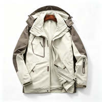 Vêtements de sport d'extérieur, veste d'hiver chaude, logo personnalisé, col montant, tissu en toile enduit, veste de montagne, de pêche pour hommes