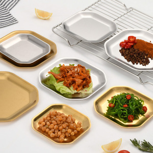 Stainless Steel Korean Style Square Snack Plate 304 Cold Dish Plate Commercial Kimchi Plate Dessert Plate Premium Serving Tray - Product Image 1
