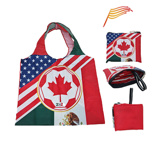 Bolsa de Mano Cuadrada Ligera Personalizable de Poliéster <span class=keywords><strong>Bieco</strong></span> con Impresión Digital para la Bandera Plegable de los Fanáticos de Canadá y México - Product Image 3