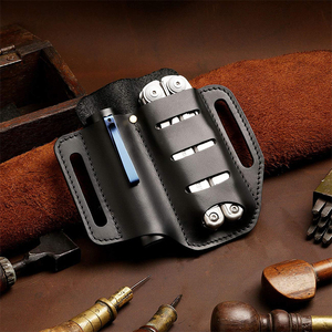 Sacoche de travail multifonctionnelle en cuir de vachette véritable, robuste, à double compartiment, avec bandoulière réglable - Product Image 4