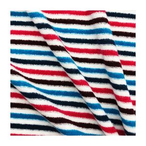 2023 Offres Spéciales rayé coloré tricoté 80% coton 20% Polyester serviette <span class=keywords><strong>français</strong></span> éponge tissu pour bikini serviette de bain peignoir - Product Image 4