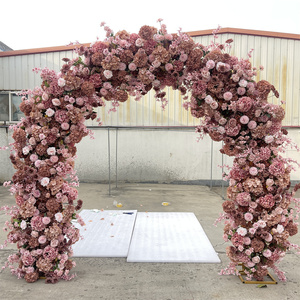 Arco Ecológico de Flores Artificiales de Seda, Hortensias y Rosas en Pasta de Frijol, Diseño Nuevo de IFG, 8x8 pies, para Decoración de Bodas - Product Image 2