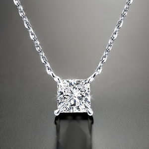 Collier en diamant taille princesse 1,00 carat, or blanc 18 carats, pierre cultivée en laboratoire certifiée IGI, bijoux de fiançailles classiques pour femmes - Product Image 2