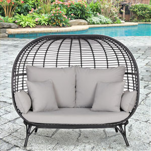 Meubles de jardin d'extérieur super simples à <span class=keywords><strong>baldaquin</strong></span> rond <span class=keywords><strong>lit</strong></span> de repos en aluminium <span class=keywords><strong>lit</strong></span> de soleil en osier en rotin pour hôtel salon salle utilisation - Product Image 5