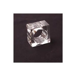 New square home decoration high grade crystal holder clear acrylic napkin ring