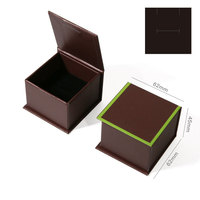 Boîte à bijoux en papier à couvercle rabattable, marron vintage, avec bordure contrastante, pour boucles d'oreilles et pendentifs, personnalisable en petites séries