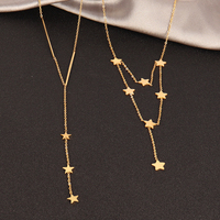 Nouveau Collier Tendance en Acier Inoxydable avec Pendentif Étoile et Fermoir Simple, Plaqué Argent/Or, Idéal pour Anniversaire