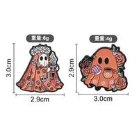 Broche en alliage de zinc émaillé vintage, plaqué nickel noir, imprimée UV, motif Halloween, Jour des Morts, fantôme, floral, squelette, vente en gros