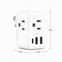 Adaptateur de voyage universel certifié ETL tout-en-un compatible avec les prises américaines, ports USB-C, chargeur multi-prises