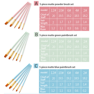 Ensemble de 5 pinceaux ronds à manche en bois pour <span class=keywords><strong>peinture</strong></span> à l'aquarelle, acrylique et huile, pinceaux pour la <span class=keywords><strong>peinture</strong></span> artistique - Product Image 3