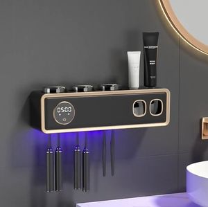 2024 salles de bains rechargeables porte-brosse à dents de stérilisation intelligente deux distributeur de dentifrice stérilisateur <span class=keywords><strong>UV</strong></span> multi-tasse - Product Image 5