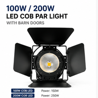 Projecteur PAR LED COB 100W 200W CRI Ra90 3200K-5600K CCT avec volets, DMX512 4 canaux, IP20, sans scintillement, dimmable, 9000 Lumens, éclairage de scène