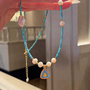 Collar de Perlas Naturales para Mujer con Nuevo Turquesa Chino, Exquisito y Fino Colgante - Product Image 4