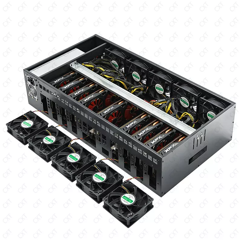 X79 Server Case - 9 GPU Support, 2500W PSU, Open Air Rack