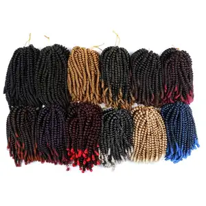 MYZYR8Inch Ombre वसंत मोड़ बाल Crochet Braids जुनून मोड़ सिंथेटिक ब्रेडिंग बाल एक्सटेंशन 30 जड़ों काला भूरा लाल रंग