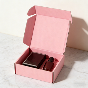 Caja de Envío Postal Corrugada de Cartón para Cosméticos en Color Rosa Personalizado, Embalaje para Productos de Belleza con Diseño de Logotipo - Product Image 5