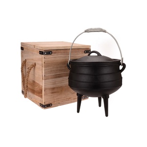 Olla grande de hierro fundido presazonado, olla de Camping, hervidor de fuego abierto - Product Image 1