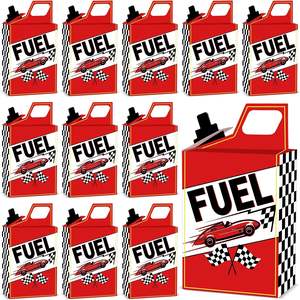 Cajas de Regalo con Diseño de Carros de Carreras, 12 Unidades, Cajas para Fiestas de Cumpleaños con Diseño de Bandera a Cuadros Blanca y Negra, Cajas para Palomitas, Dulces y Galletas - Product Image 1