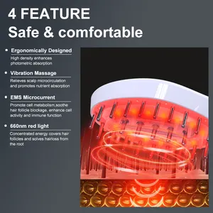 3 In 1 EMS Red Light Therapy Electric Shiatsu Spa Scalp Fluid Hair Oil Applicator Comb Scalp Head Massager With High Vibration