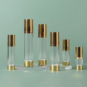 Luxury Cosmetic Packaging 15ml <strong>30ml</strong> <strong>50ml</strong> 80ml 100ml 120ml Golden UV Finishing Plastic <strong>Airless</strong> Lotion Cream Pump <strong>Bottle</strong> Skincare Packaging - Product Image 1