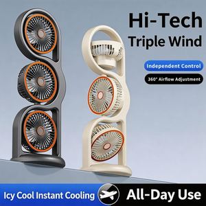 3 Head Table Type-C Fast Charging Low Noise Adjustable <b>Small</b> Desktop Personal Cooling Fan for Office - Product Image 4