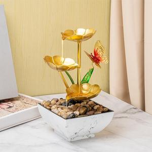 Tabletop Water Fountain Gold Flower Butterfly Decor Square <b>Vase</b> Office Desk Decoration Lighted Feature Gift - Product Image 4