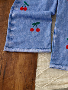 Ensemble <span class=keywords><strong>deux</strong></span> pièces d'été pour <span class=keywords><strong>filles</strong></span>, motif cerise, haut sans manches doux, pantalon <span class=keywords><strong>en</strong></span> faux jean, imprimé dessin animé, tenue décontractée mignonne pour <span class=keywords><strong>filles</strong></span> - Product Image 6