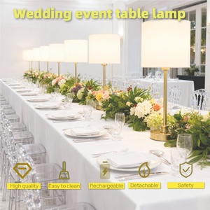 <strong>Adjustable</strong> Height 30-40cm LED Fabric Table <strong>Lamp</strong> with 3000-6000K E27 Bulb Velvet Lampshade for Restaurant Wedding Decorations - Product Image 3