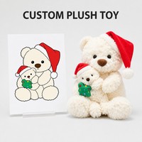 Ours en peluche personnalisé pour Noël, ours blanc avec bonnet de Père Noël, ours en peluche à câliner, fabriqué à partir de photo