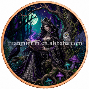 Pièce commémorative <span class=keywords><strong>en</strong></span> cuivre pur 999 1OZ avec impression UV, thème Dark Fantasy Sorcière Vampyre Elfe, pièce de collection souvenir - Product Image 2