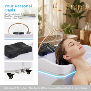 Portable Head Spa <b>Bed</b> Shampoo Bowl with Water Circulation Heating Steamer Mobile Scalp Therapy Treatment Basin Salon Furniture - Product Image 4