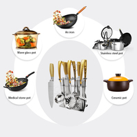 QANA Factory Direct 12PCS Ensemble de couteaux en métal écologiques et ustensiles de cuisine avec support Option OEM en gros disponible