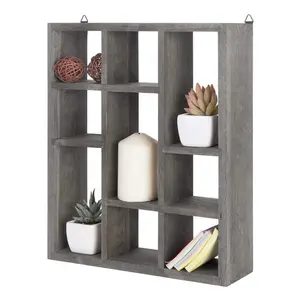 Freestanding Sturdy Pure Style Wall Mounted 5 Tier Bookcase Wood Shelf Rack For House Storage Organizer