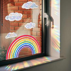 Wholesale Rainbow Clouds Sun Colorful Sunlight Static Wall Stickers UV Printed <b>Window</b> <b>Decals</b> for Home Decorative Glass <b>Windows</b> - Product Image 1