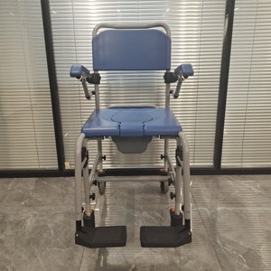 كرسي مرحاض متعدد الوظائف 4 في 1، يتحمل وزن 350 رطل، كرسي متحرك للاستحمام، مرحاض للمسنين وذوي الاحتياجات الخاصة باللون الأزرق - Product Image 4