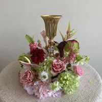 Boule de fleurs PPS de qualité supérieure, rose et verte, arrangement floral en soie pour centre de table de mariage, événement, décoration intérieure