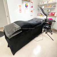 Matelas de lit pour les cils de beauté pour salon de coiffure et salon de barbier, mousse à mémoire de forme hautement élastique et bois, mobilier de salon de massage