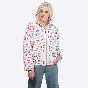 <span class=keywords><strong>Manteau</strong></span> en coton matelassé avec dentelle pour femmes Veste bouffante <span class=keywords><strong>Manteau</strong></span> d'hiver pour femmes Col montant Manteaux à imprimé floral - Product Image 4