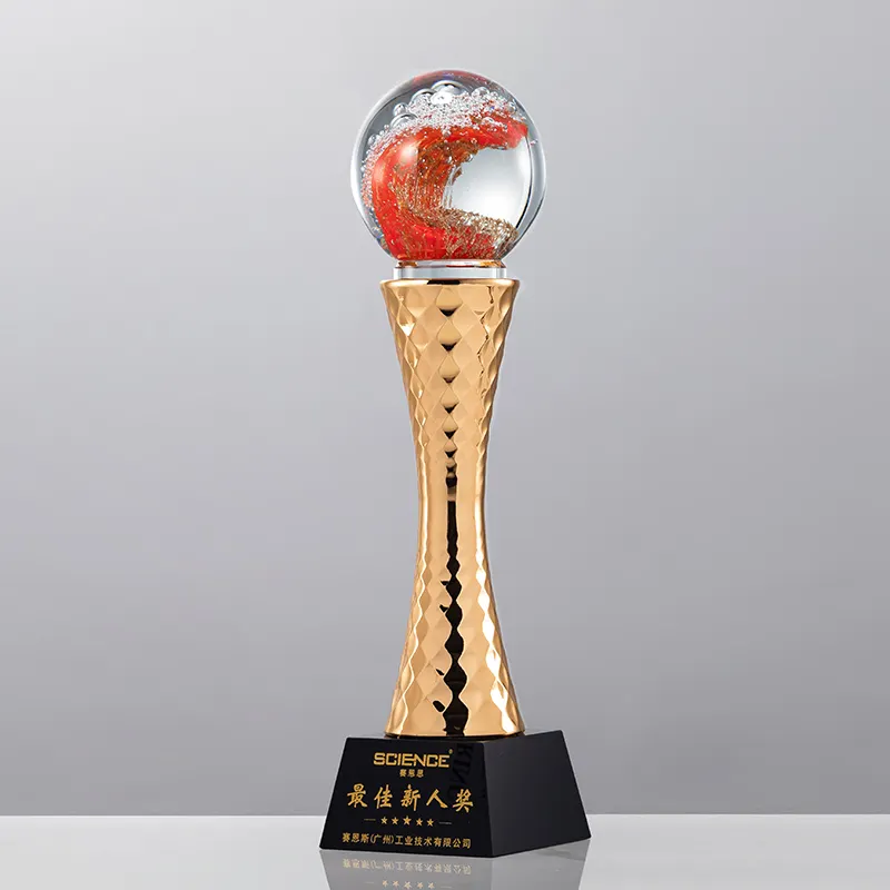 Custom Crown Design Metal World Basketball Sports Cup Troféu Crystal Championship Trophy Fabricante