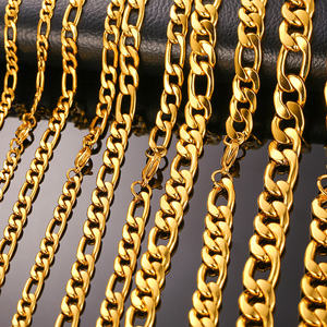 Commercio all'ingrosso 18K oro placcato nero 304 316 in acciaio inox Figaro Link <span class=keywords><strong>collana</strong></span> per gli uomini varietà di dimensioni con zircone pietra principale - Product Image 4