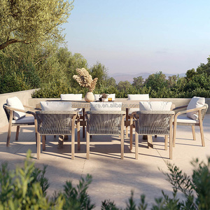 Meilleures ventes - Ensemble de salle à manger d'extérieur - Ensemble de meubles de jardin en teck résistant aux intempéries - Pour projets d'aménagement paysager immobiliers - Product Image 1