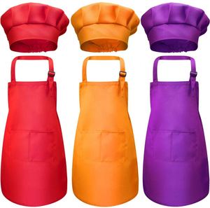 Wholesale Custom Logo <b>Kids</b> Adjustable Cotton Canvas Apron Hat Set Sublimation Kitchen Cleaning for <b>Painting</b> Children's - Product Image 1