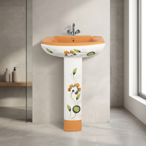 Fregaderos de baño con forma de cono redondo independiente de comedor de Pedestal italiano-Lavabo Semi Stand Productos sanitarios de cerámica - Product Image 2