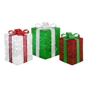 Holiday decorations giant outdoor 3d led christmas gift box motif lights