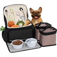 Sac de voyage pour chien et chat, approuvé par les compagnies aériennes, portable, imperméable, en polyester, organisateur, pour les voyages de week-end, 2 bols, 2 contenants pour aliments, pour l'alimentation