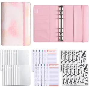 Pengikat uang dompet binder kulit pu, binder bujet a6, pengatur uang untuk binder dompet uang tunai