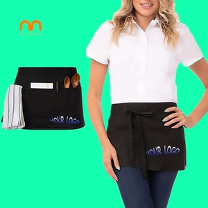 Tablier de cuisine mi-long en coton et polyester avec broderie ou impression de logo personnalisé, 3 poches, pour serveur, <span class=keywords><strong>serveuse</strong></span>, bar, café, nettoyage, chef - Product Image 1