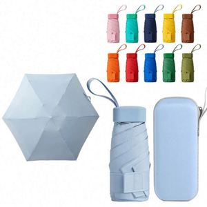 Mini parapluie de voyage pour sac à main avec étui, petit parapluie compact anti-UV, léger, minuscule parapluie de poche avec impression de logo - Product Image 3