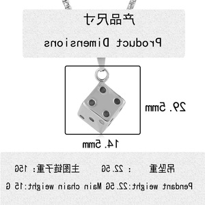 Yunnique – pendentif en forme de dés en acier inoxydable avec motif étoile, chaîne de 60 cm, collier à la mode pour hommes, style punk géométrique - Product Image 2